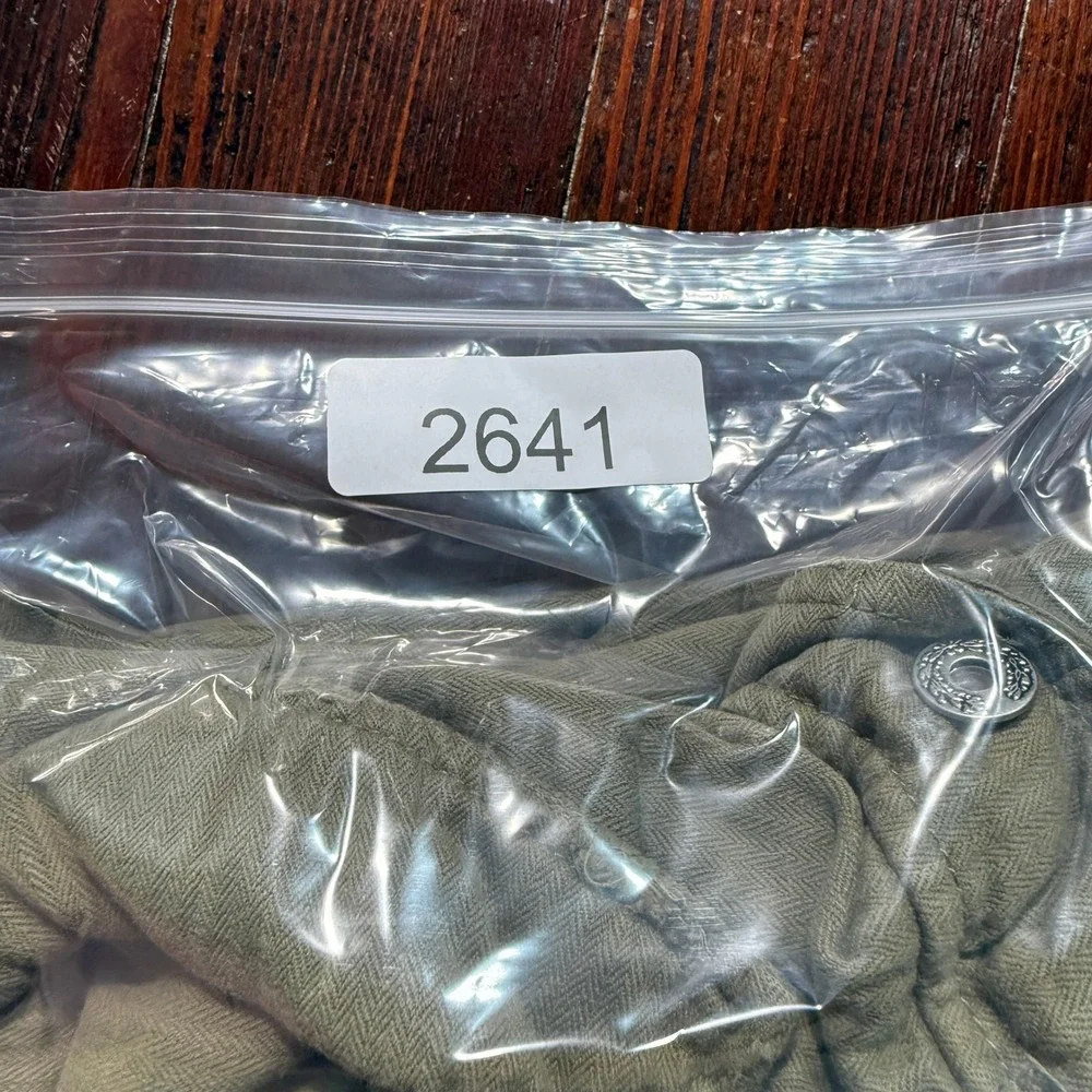 BKE Shacket Womens LOlive Green Beaded Patch Military Cotton Utility Y2K